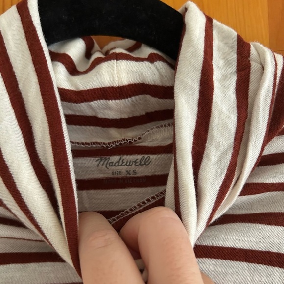 Madewell Whisper Cotton Turtleneck in Baker Rust Stripe - Picture 2 of 4